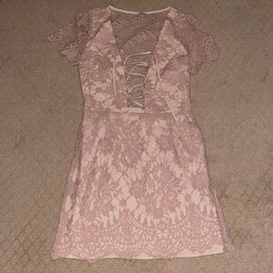 Tobi Blush Lace Mini Dress